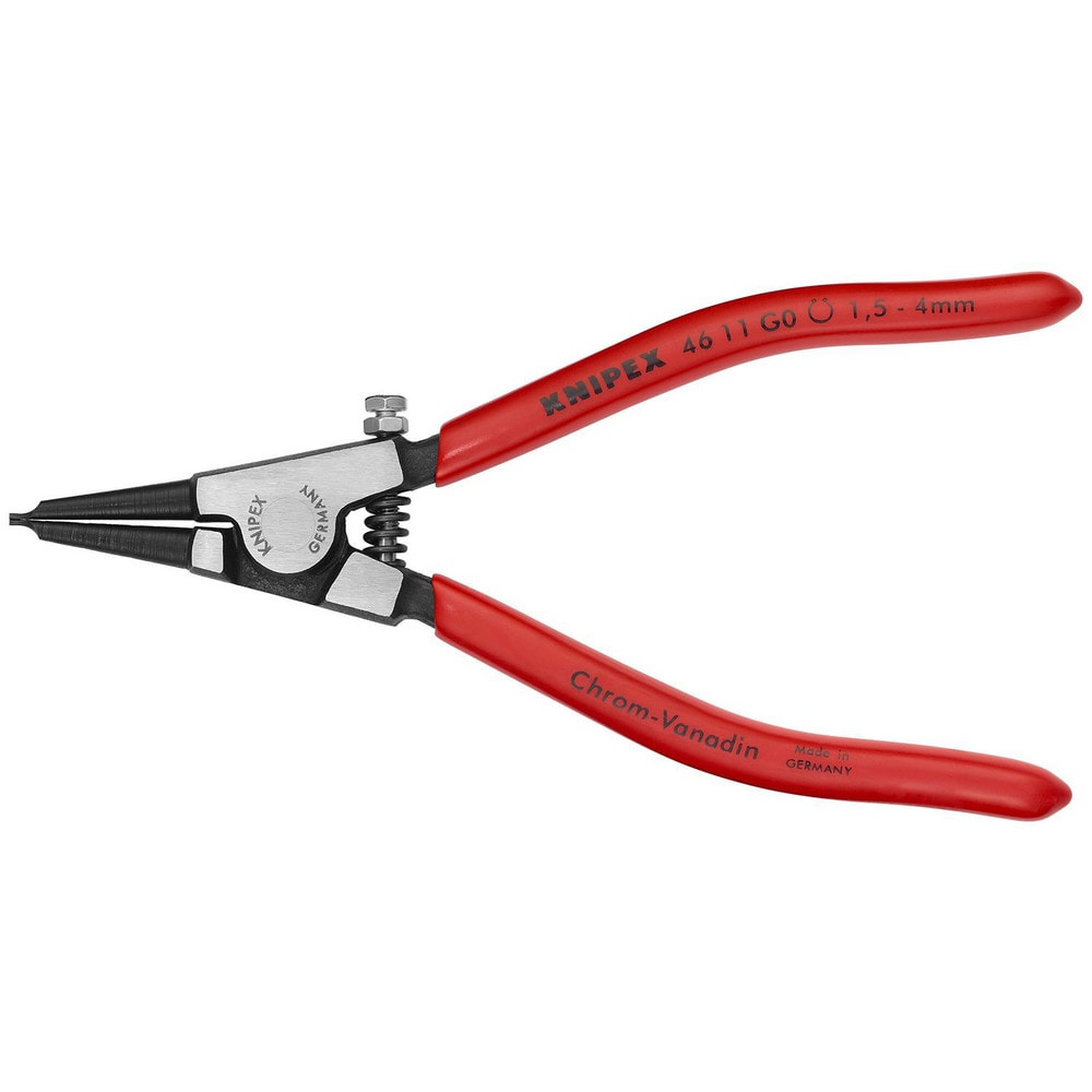 Retaining Ring Pliers; Type: Fitting Grip Rings; Tip Angle: 0; Ring Diameter Range (Inch): 1/16 to 5/32; Overall Length (Inch): 5-1/2