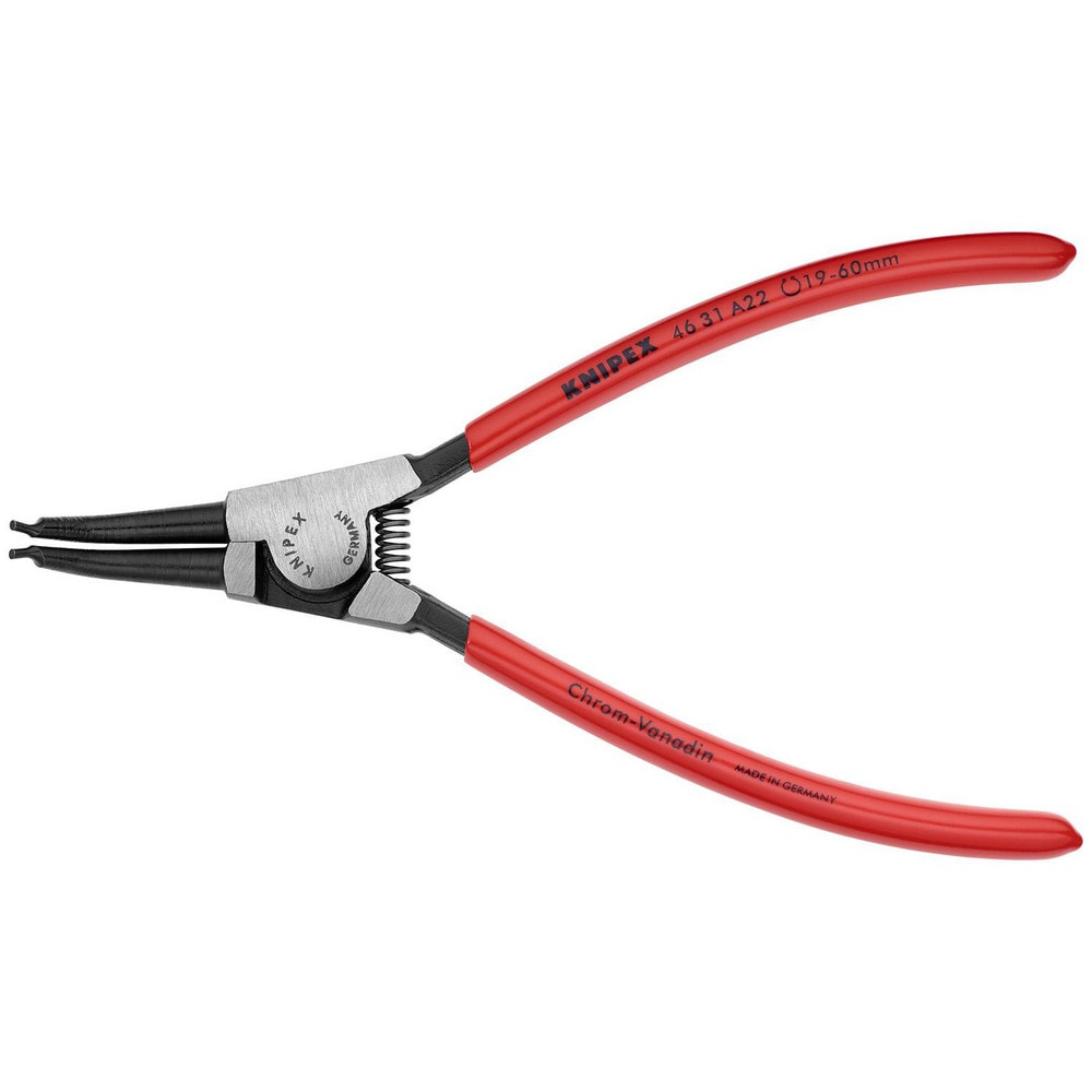 Retaining Ring Pliers; Type: External Snap Ring Pliers; Tip Angle: 45; Ring Diameter Range (Inch): 3/4 to 2-23/64; Overall Length (Inch): 7-1/4