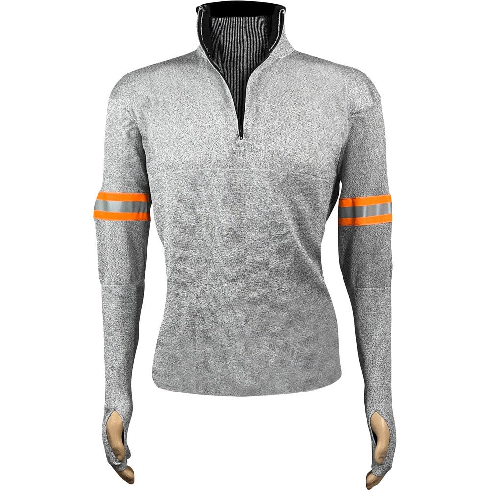 Work Shirt: Cut-Resistant, Long Sleeve, Large, Olefin, Polyester & Glass, Gray, 0 Pocket