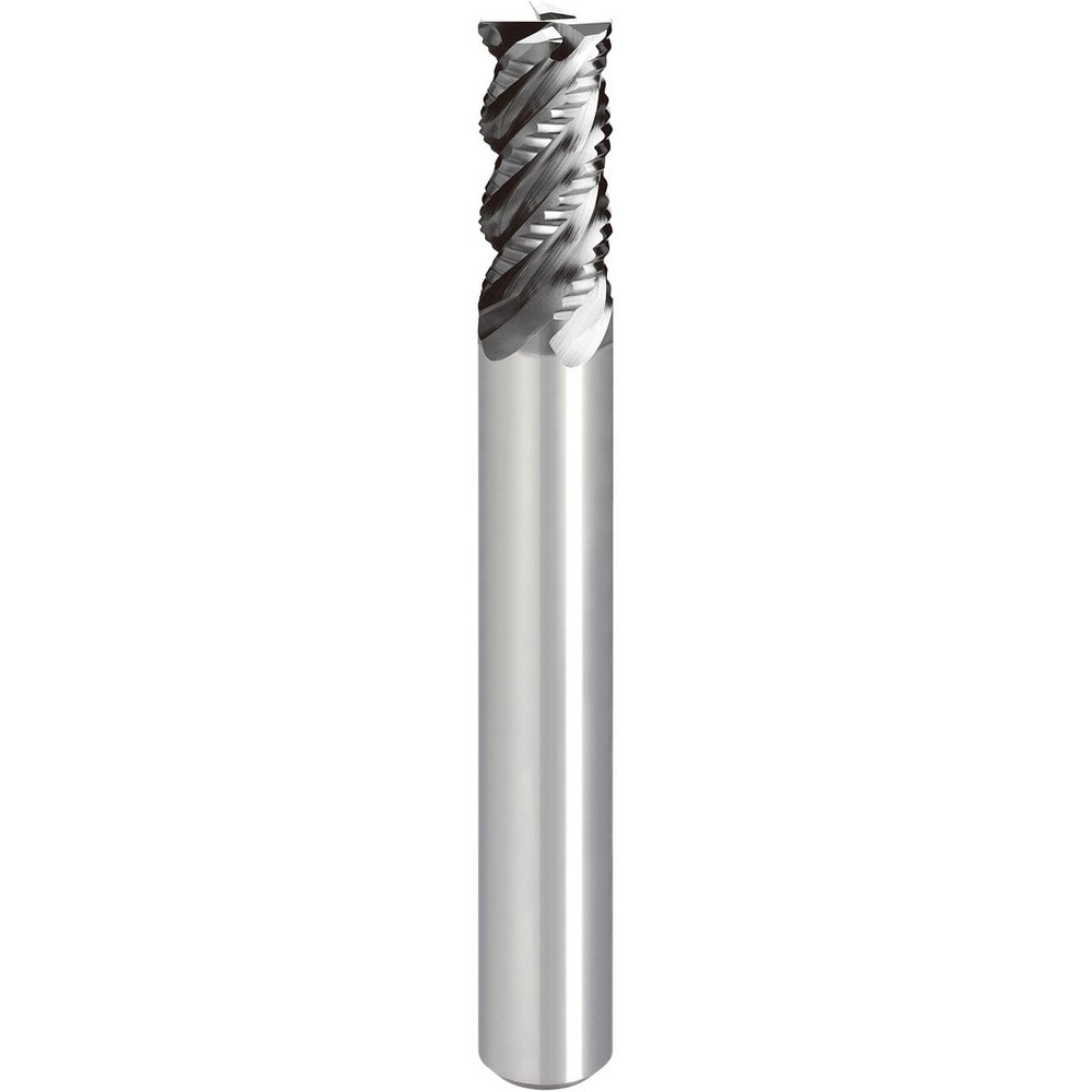 Roughing End Mill: 8.00 mm Dia, 4 Flute, Variable Pitch, 0.50 mm Corner Radius, Single End, Solid Carbide, Chipbreaker