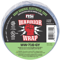 Electrical Tape; Tape Material: Vinyl; Width (Inch): 3/4; Thickness (mil): 7.0000; Color: Gray; Series: General Use; Series Part Number: WW-716-GY; Adhesive Material: PVC