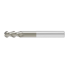 Ball End Mill: 6.00 mm Dia, 7.00 mm LOC, 2 Flute, Solid Carbide