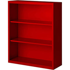 Bookcases; Overall Height: 42; Overall Width: 36; Overall Depth: 18; Material: Steel; Color: Signal Red; Shelf Weight Capacity: 160