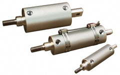 Single Acting Rodless Air Cylinder: 3" Bore, 2" Stroke, 150 psi Max, 1/8-27 NPT Port, Base - Vertical Mount