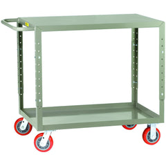 Adjustable Height Welded Service Utility Cart: 66" Long, 30" Wide, Steel, 1200 lb Capacity, Gray