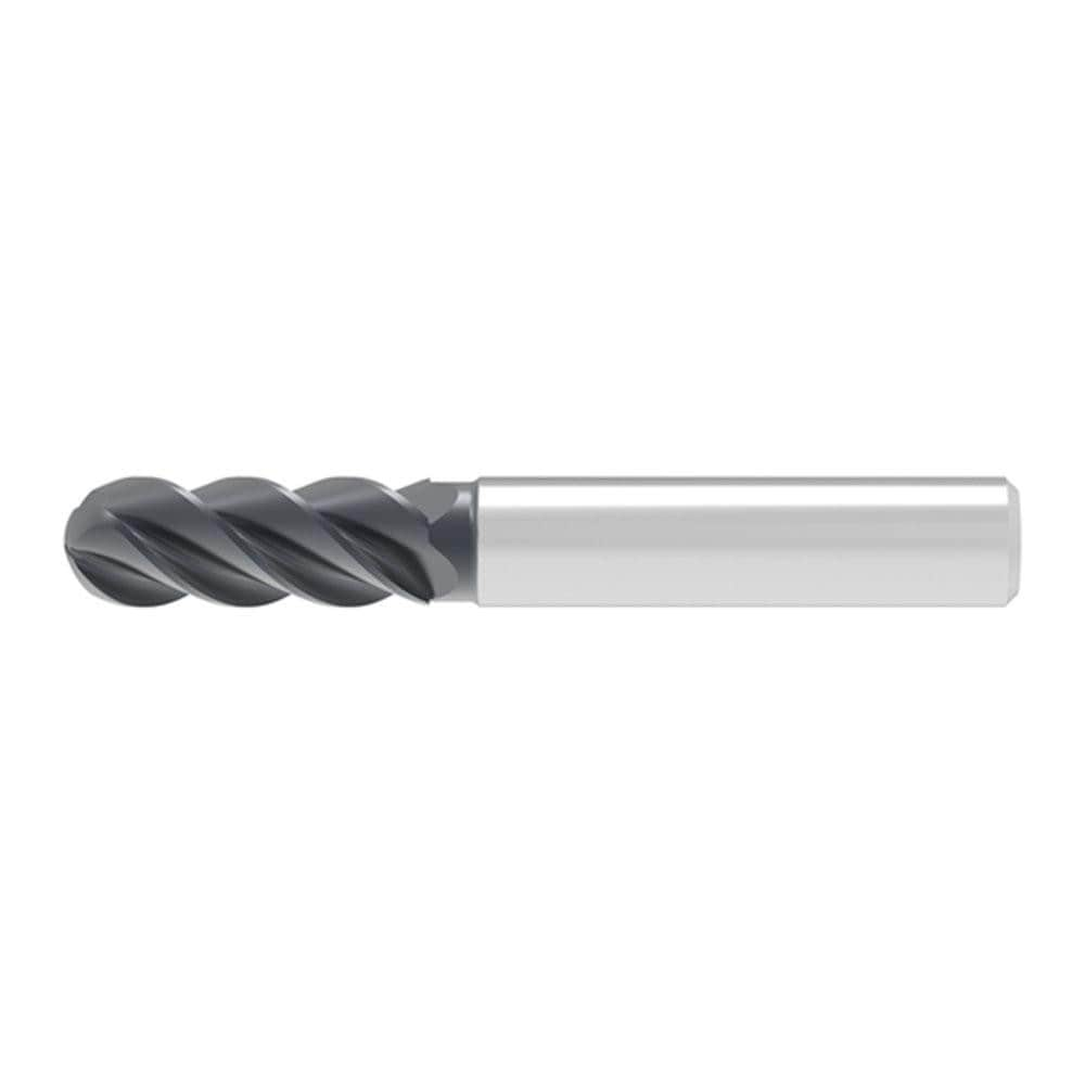 Ball End Mill: 12.00 mm Dia, 26.00 mm LOC, 4 Flute, Solid Carbide