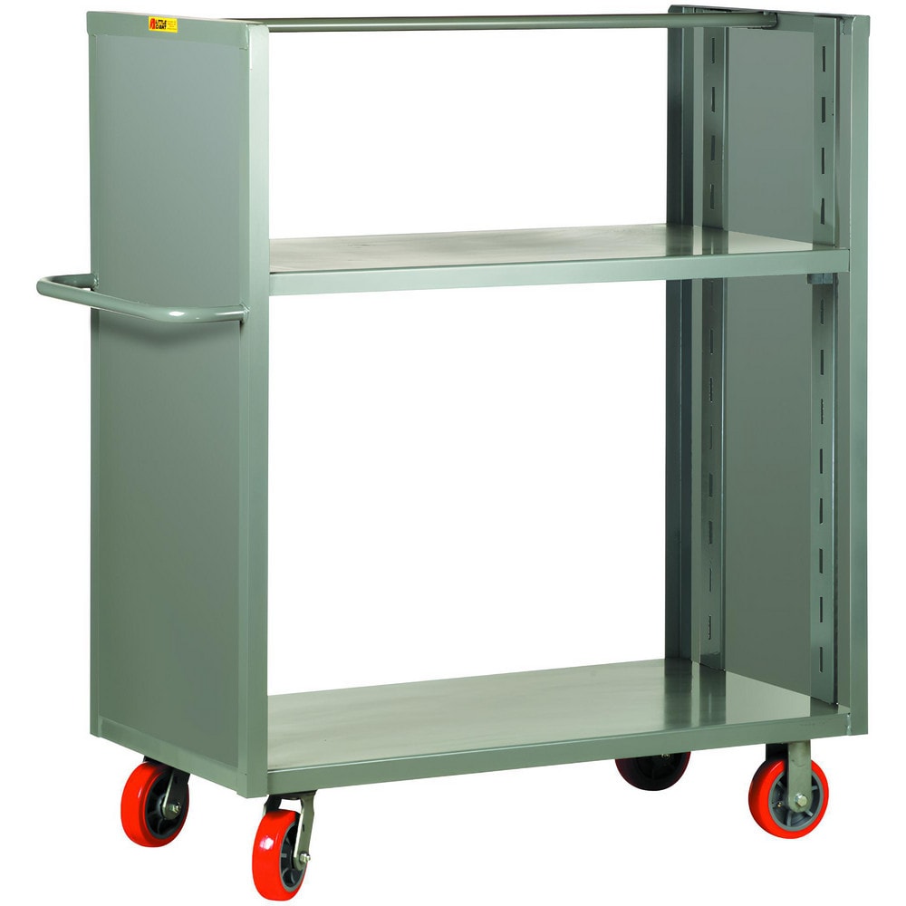 2-Sided Adjustable Shelf Utility Cart: 53-1/2" Long, 24" Wide, Steel, 3600 lb Capacity, Gray