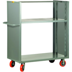 2-Sided Adjustable Shelf Utility Cart: 53-1/2" Long, 24" Wide, Steel, 3600 lb Capacity, Gray