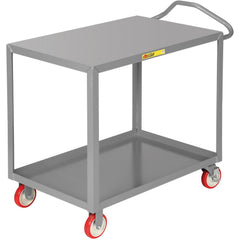 Ergonomic Handle Shelf Utility Cart: 54" Long, 30" Wide, Steel, 1200 lb Capacity, Gray