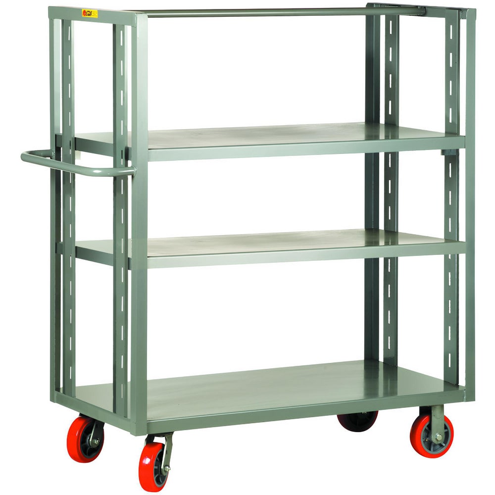 2-Sided Adjustable Shelf Utility Cart: 65-1/2" Long, 30" Wide, Steel, 3600 lb Capacity, Gray