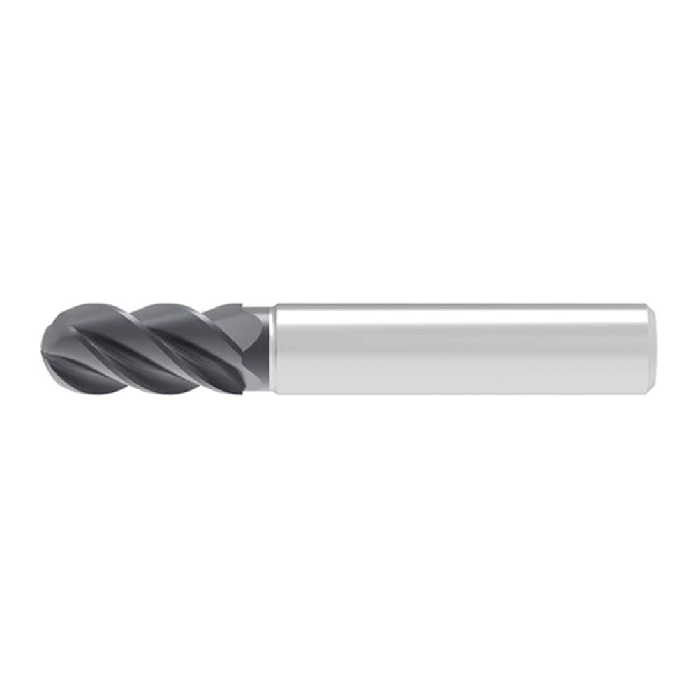 Ball End Mill: 12.00 mm Dia, 18.00 mm LOC, 4 Flute, Solid Carbide