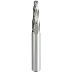 Tapered End Mill: 4 deg Angle per Side, 4.00 mm Small Dia, 30.00 mm LOC, 4 Flute, Ball End