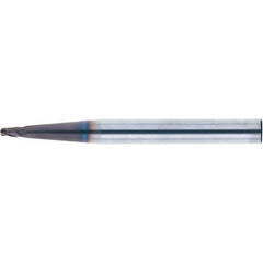 Tapered End Mill: 2 deg Angle per Side, 1.00 mm Small Dia, 2.00 mm LOC, 4 Flute, Ball End