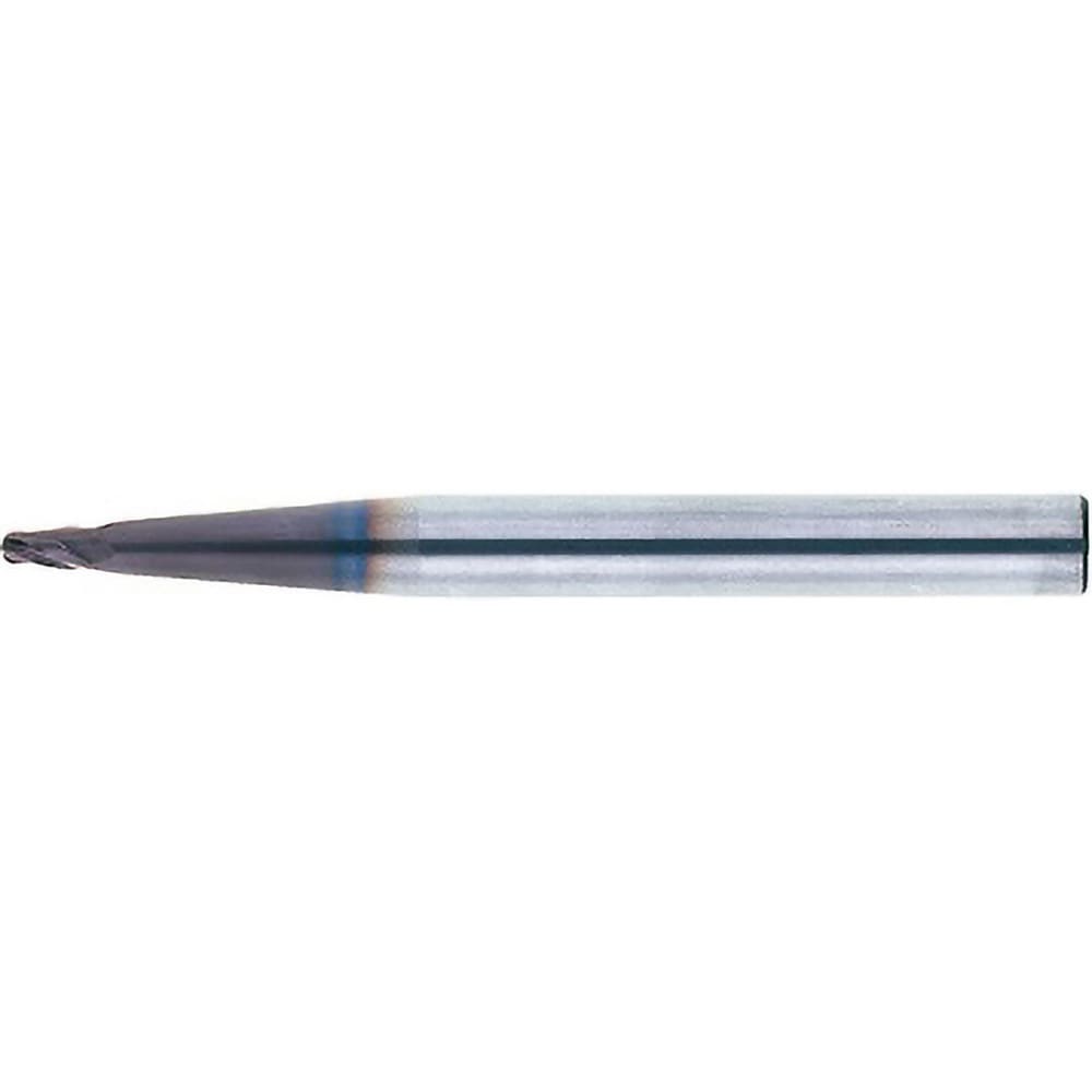 Tapered End Mill: 10 deg Angle per Side, 0.60 mm Small Dia, 1.00 mm LOC, 4 Flute, Ball End