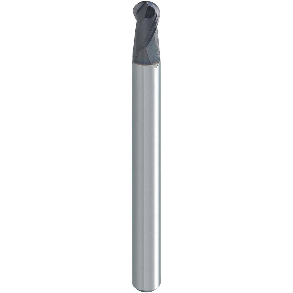 Ball End Mill: 1.80 mm Dia, 2.70 mm LOC, 2 Flute, Solid Carbide