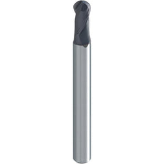 Ball End Mill: 8.00 mm Dia, 14.00 mm LOC, 2 Flute, Solid Carbide