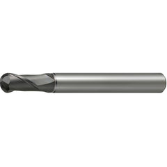 Ball End Mill: 1.00 mm Dia, 1.00 mm LOC, 2 Flute, Solid Carbide