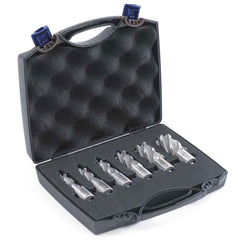 Annular Cutter Set: 6 Pc, 9/16 to 1" Dia, 2" Depth of Cut, Steel