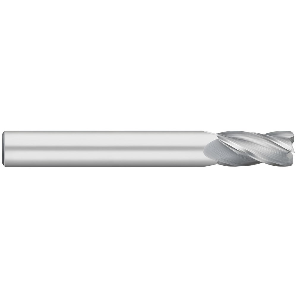 Corner Radius End Mill: 1/4" Dia, 1-1/8" LOC, 0.0100" Radius, 4 Flute, Solid Carbide