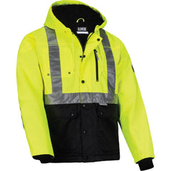 Work Hooded & Jacket: Size X-Large, Polyester & Fleece, Zipper & Snaps Closure