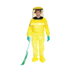 Encapsulated Suits:  4X-Large,  Yellow,  Multi-Layer Non-Woven Barrier Laminate Fabric,  N/AClosure,  Taped & Welt,  Yes