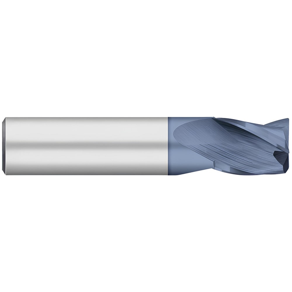 Corner Radius End Mill: 3/16" Dia, 3/8" LOC, 0.0300" Radius, 3 Flute, Solid Carbide