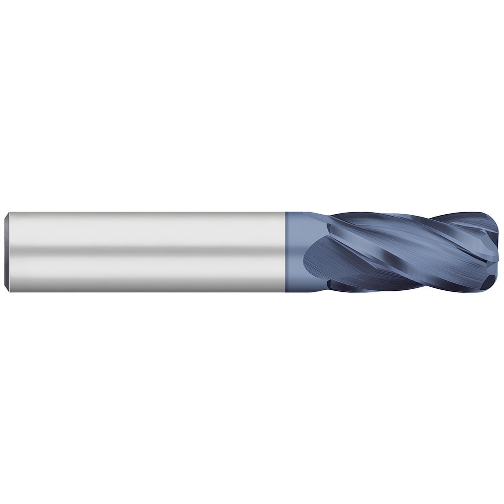 Corner Radius End Mill: 1/8" Dia, 1/4" LOC, 0.0100" Radius, 4 Flute, Solid Carbide