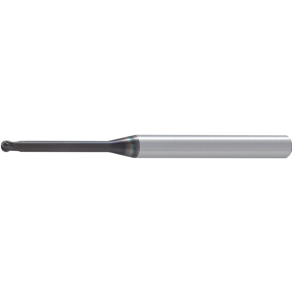 Ball End Mill: 1.00 mm Dia, 0.75 mm LOC, 2 Flute, Solid Carbide