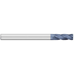 Corner Radius End Mill: 1/8" Dia, 1" LOC, 0.0100" Radius, 4 Flute, Solid Carbide