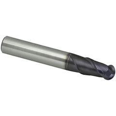 Ball End Mill: 4.00 mm Dia, 8.00 mm LOC, 2 Flute, Solid Carbide