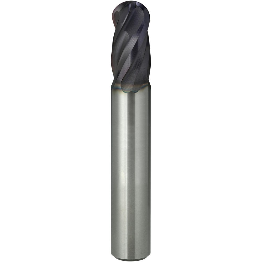 Ball End Mill: 6.00 mm Dia, 12.00 mm LOC, 4 Flute, Solid Carbide