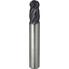 Ball End Mill: 5.00 mm Dia, 12.00 mm LOC, 4 Flute, Solid Carbide