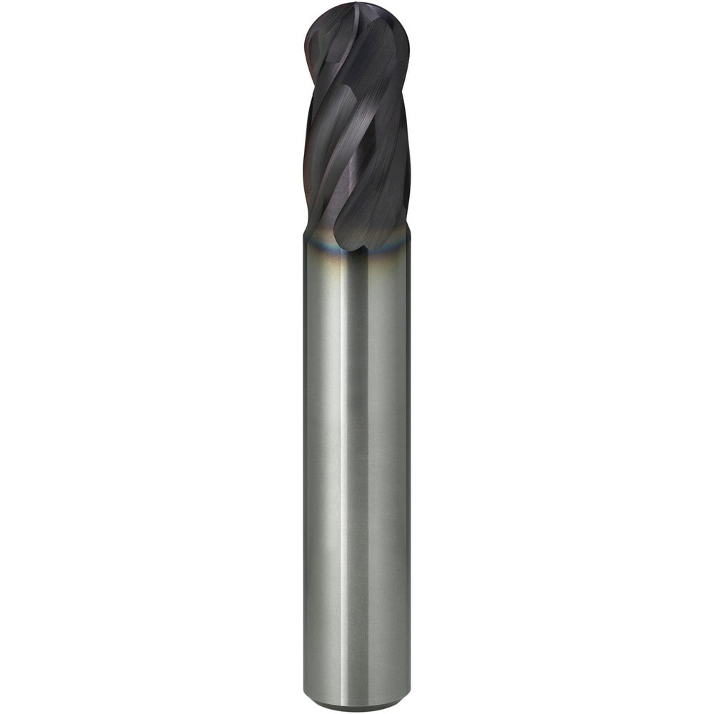 Ball End Mill: 12.00 mm Dia, 22.00 mm LOC, 4 Flute, Solid Carbide