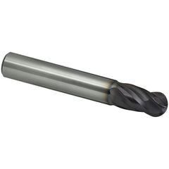 Ball End Mill: 4.00 mm Dia, 8.00 mm LOC, 4 Flute, Solid Carbide