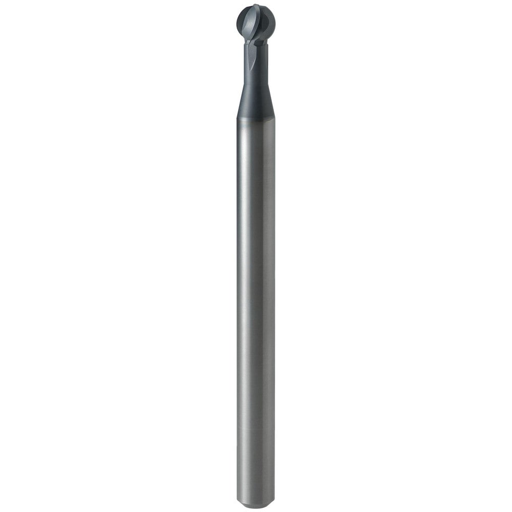 Ball End Mill: 2.00 mm Dia, 1.76 mm LOC, 4 Flute, Solid Carbide