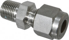 Compression Tube Connector: 1/4" Tube OD, Compression x MNPT