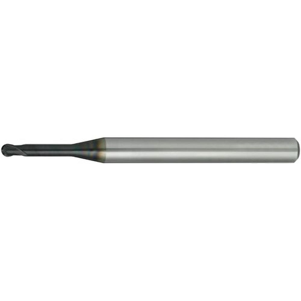 Ball End Mill: 2.00 mm Dia, 1.50 mm LOC, 2 Flute, Solid Carbide