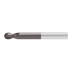 Ball End Mill: 1.80 mm Dia, 1.80 mm LOC, 2 Flute, Solid Carbide