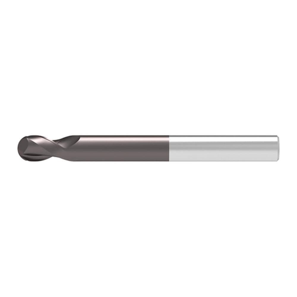 Ball End Mill: 1.40 mm Dia, 1.40 mm LOC, 2 Flute, Solid Carbide