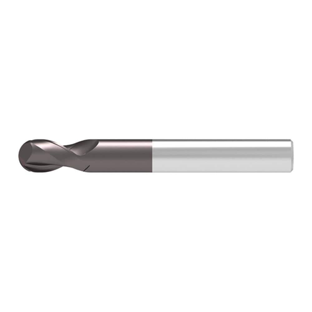 Ball End Mill: 10.00 mm Dia, 14.00 mm LOC, 2 Flute, Solid Carbide