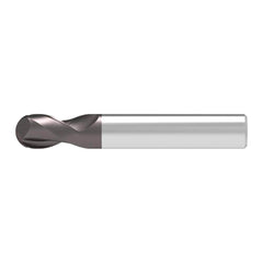 Ball End Mill: 0.80 mm Dia, 0.80 mm LOC, 2 Flute, Solid Carbide