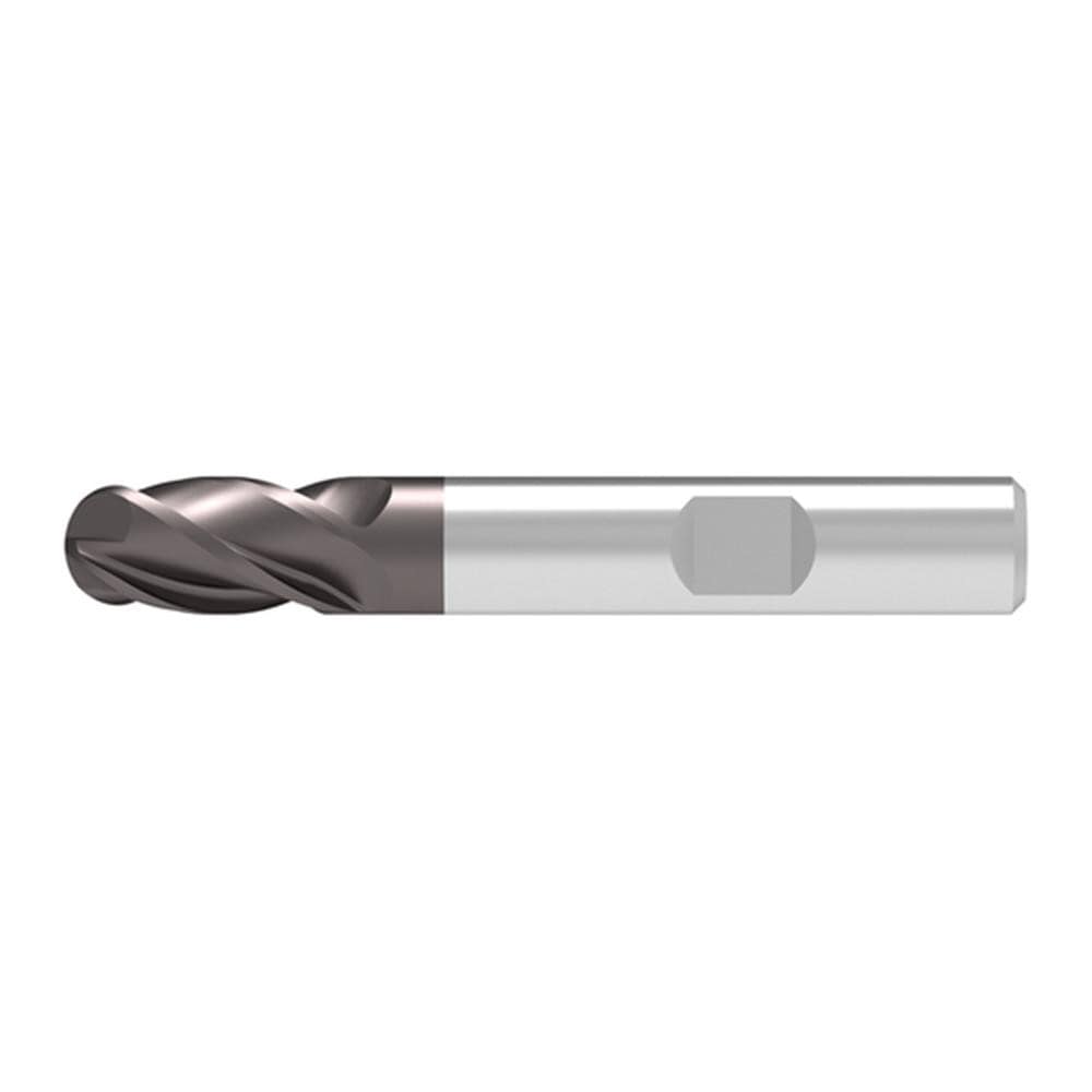 Ball End Mill: 10.00 mm Dia, 22.00 mm LOC, 4 Flute, Solid Carbide