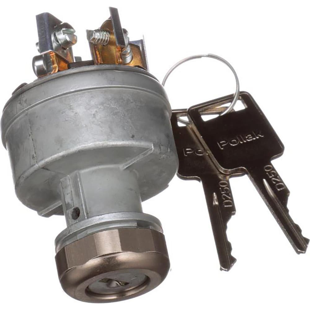 Automotive Switches; Switch Type: Ignition Switch-12v; Number Of Connections: 5; Contact Form: .25 Blade; Sequence: ACC-Off-On/ACC-Start; Amperage: 30; Voltage: 12; Color: Gray; Actuator Type: Key Manual