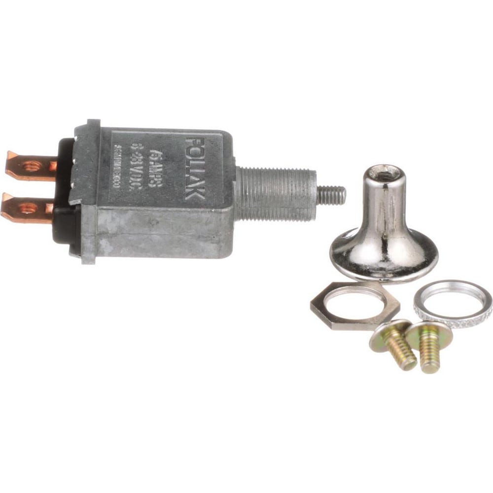 Automotive Switches; Switch Type: Push Pull Switch; Number Of Connections: 2; Contact Form: SPST; Sequence: On-Off; Amperage: 75; Voltage: 6-36; Color: Silver; Actuator Type: Push-Pull