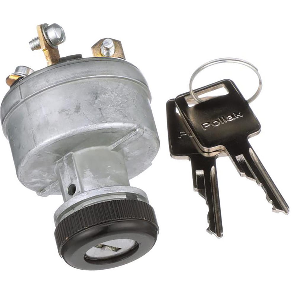 Automotive Switches; Switch Type: Ignition Switch-12v; Number Of Connections: 4; Contact Form: Screws; Sequence: Off-On/ACC-Start; Amperage: 30; Voltage: 12; Color: Gray; Actuator Type: Key Manual