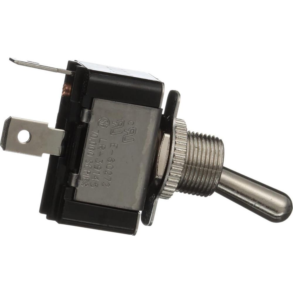 Automotive Switches; Switch Type: Toggle Switch; Number Of Connections: 2; Contact Form: SPST; Sequence: On-Off; Amperage: 20; Voltage: 12; Color: Chrome; Actuator Type: Toggle