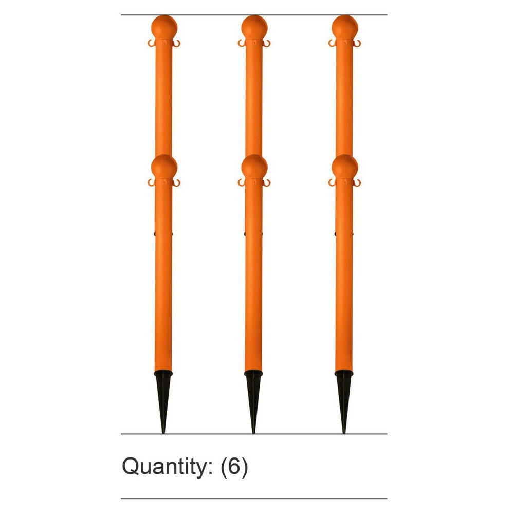 Pedestrian Barrier Kits; Chain Material: Polyethylene; Post Material: HDPE; Surface Pattern: Solid Color; Chain Color: Safety Orange; Post Color: Safety Orange; Inside Link Length: 1.42 in; Inside Link Width: 0.59