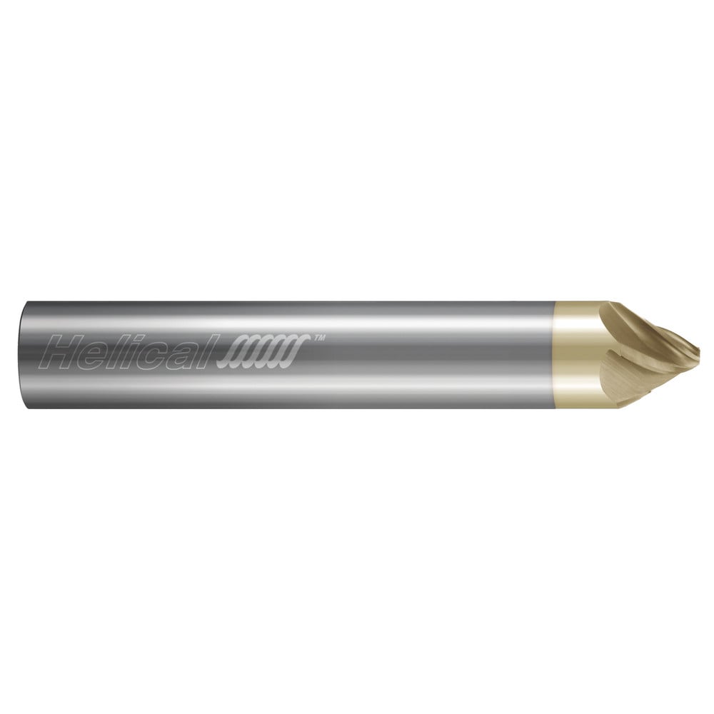 Chamfer Mill: 1/4" Dia, 1/4" Shank Dia, 60.00 deg, 5 Flute, Solid Carbide, Single End