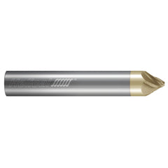 Chamfer Mill: 1/4" Dia, 1/4" Shank Dia, 60.00 deg, 5 Flute, Solid Carbide, Single End