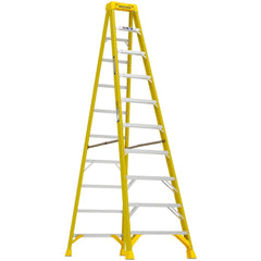 9 Step Fiberglass Foldable Step Ladder: Type IAA 375 lb Capacity 10' Height